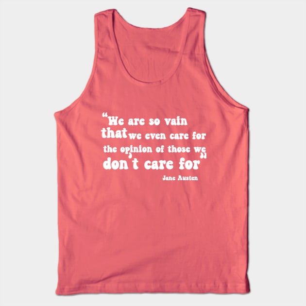 Jane Austen Retro Text Design Quote (White) Tank Top by The Lily and The Lark